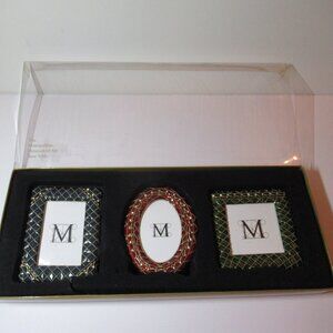 Metropolitan Museum of Art 3 Mini Photo Frames In Box Jeweled Enamel Lattice MMA